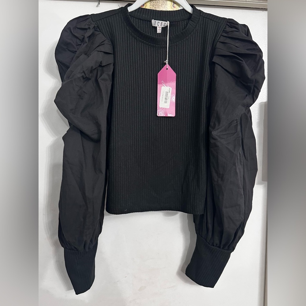 Elegant Black Puff Sleeve Top